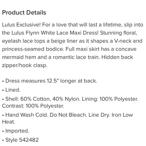 Lulus NWT Flynn white lace - Picture 5 of 9